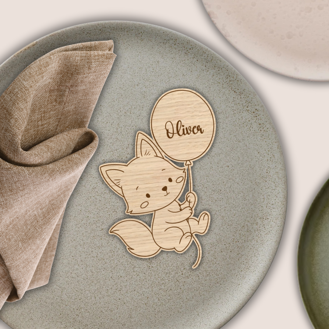 Bordkort i træ - ræv - Lille Hasseris