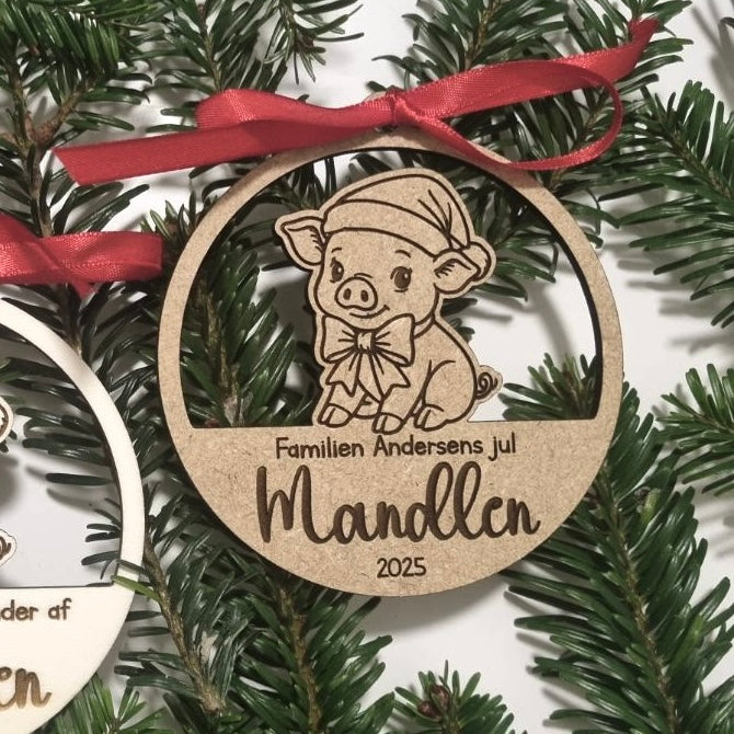 Personlig julekugle, mandelgave med gravering