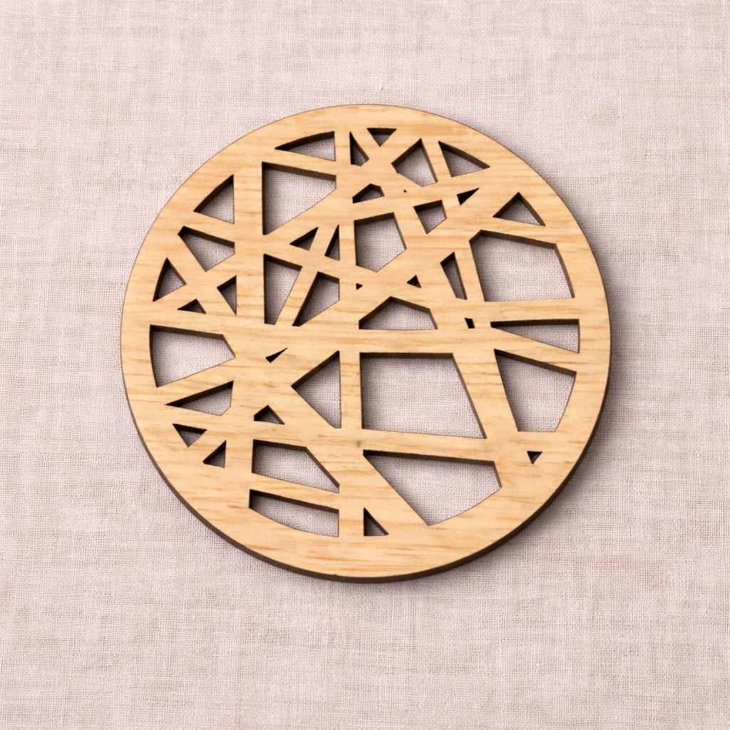 Glasbrikker i træ med grafisk mønster – 4 stk.