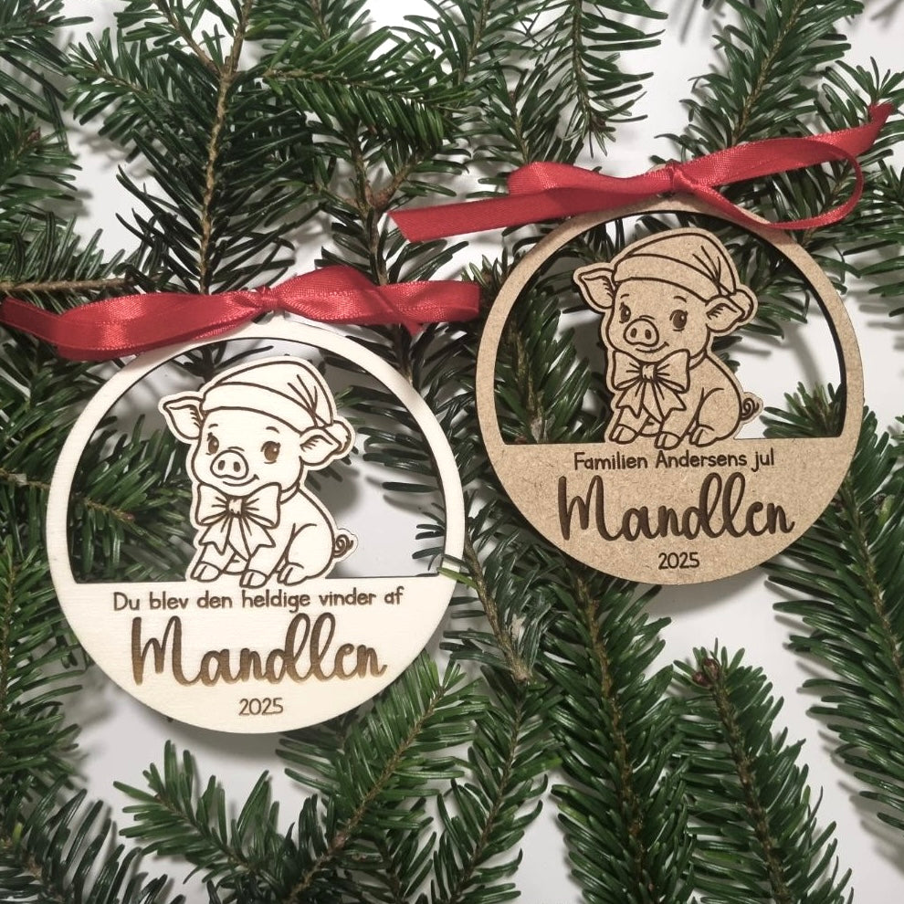 Personlig julekugle, mandelgave med gravering